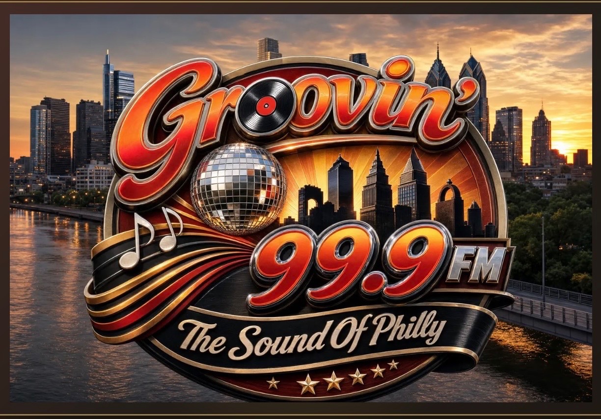 Groove 99.9 FM, The Sound of Philly, over the Philadelphia skyline