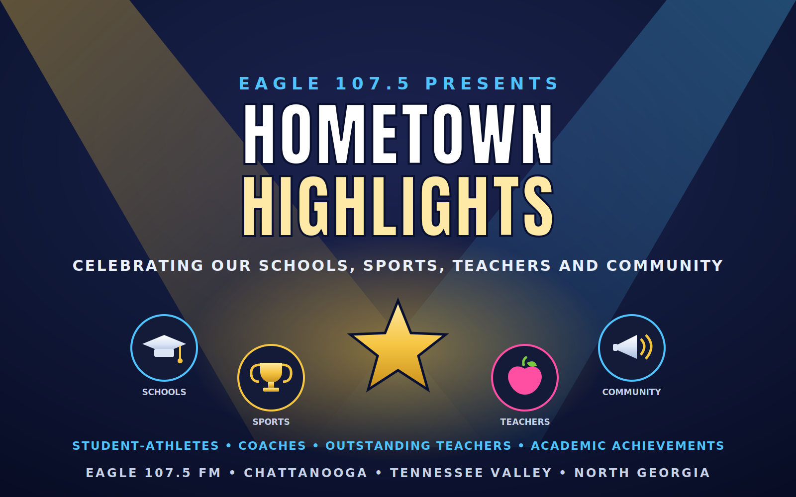 Eagle 107.5 Presents Hometown Highlights promotional graphic