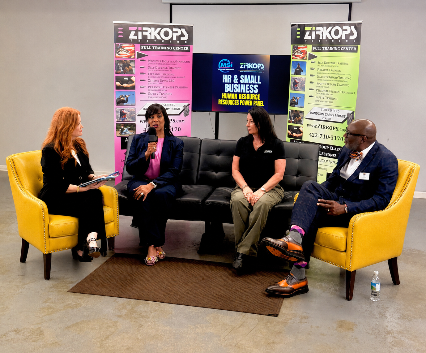 HR Power Panel speaker addressing the seated panel